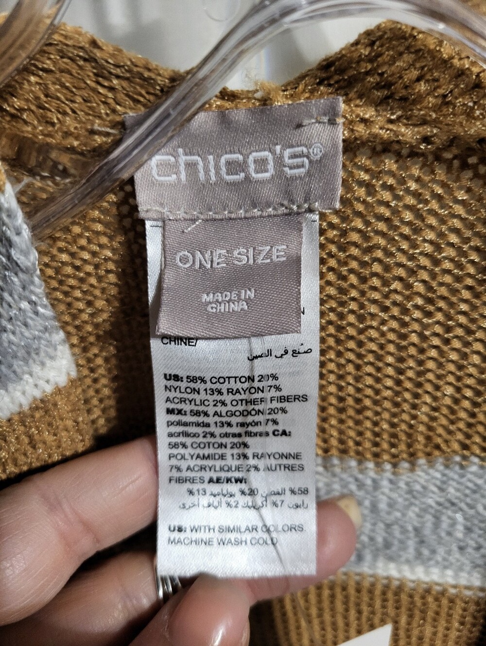 Chico's Beige Brown Gray White Colorblock Open Front Poncho NEW SZ One Size - Picture 2 of 7